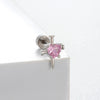 Titanium Steel Women's Cute Bear Pink Bow Zircon Earrings