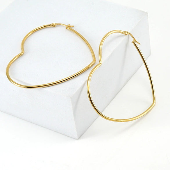 316L Stainless Steel Women's Earrings Electroplated Polished Round Wire Heart Style