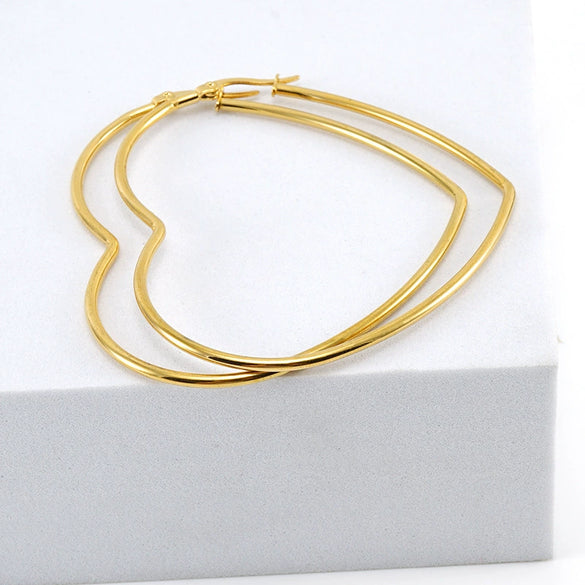 316L Stainless Steel Women's Earrings Electroplated Polished Round Wire Heart Style