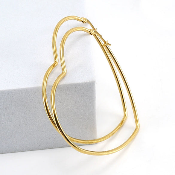 316L Stainless Steel Women's Earrings Electroplated Polished Round Wire Heart Style