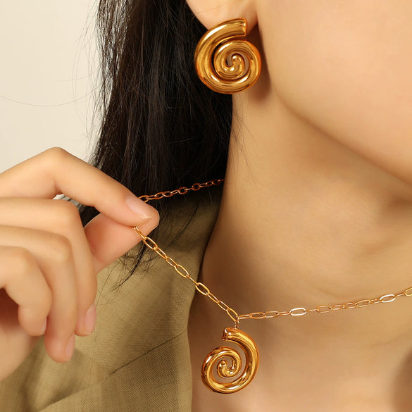316L Stainless Steel Women's Earrings Necklace Suit Fashion Jewelry With Electroplating