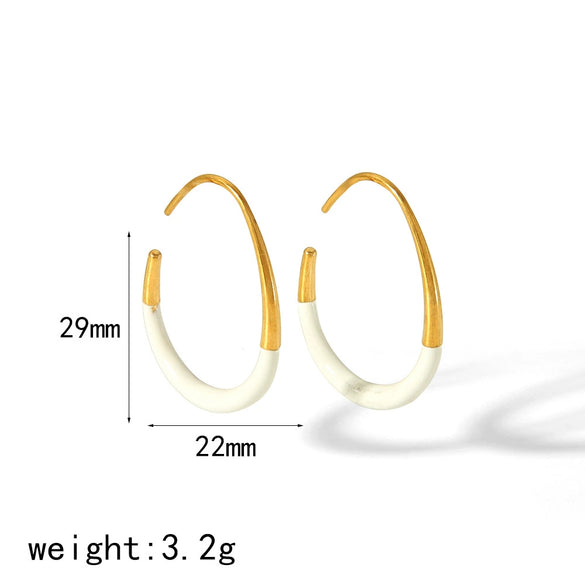 Titanium Steel Women's Earrings With Geometric Style And Oil Dropping Design