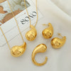 316L Stainless Steel Women's Earrings With Love Bell And Water Drop Pattern Electroplating Design High Sense Style