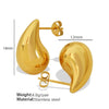 316L Stainless Steel Women's Earrings With Love Bell And Water Drop Pattern Electroplating Design High Sense Style