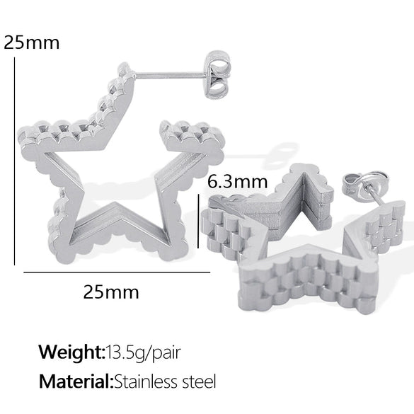 316L Stainless Steel Women's Earrings With Square Triangle Star Geometric Ushape Joker Style Electroplated