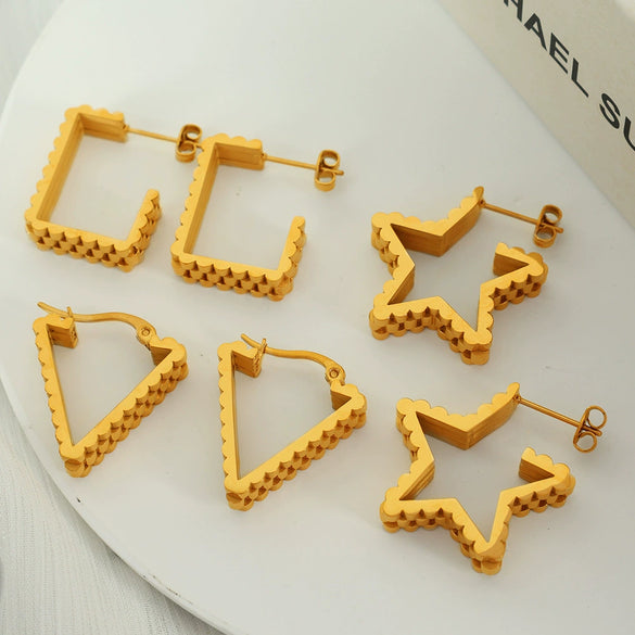 316L Stainless Steel Women's Earrings With Square Triangle Star Geometric Ushape Joker Style Electroplated