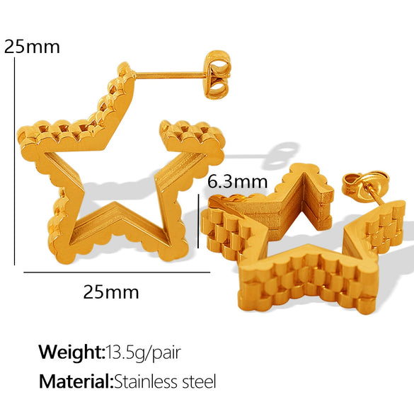 316L Stainless Steel Women's Earrings With Square Triangle Star Geometric Ushape Joker Style Electroplated