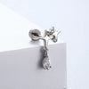 Titanium Steel Women's Earrings With Zirconia Bow And Drop Shape Design