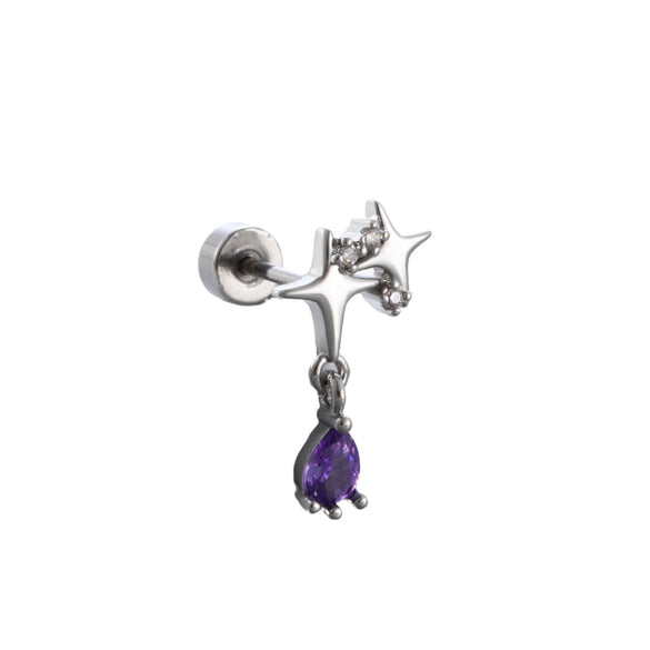 Titanium Steel Women's Earrings With Zirconia Bow And Drop Shape Design