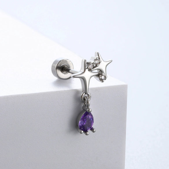 Titanium Steel Women's Earrings With Zirconia Bow And Drop Shape Design
