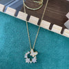 Titanium Steel Women's Elegant Fashion Donut Zircon Double Butterfly Pendant O Chain Necklace With Mixed Gemstone Inlay And Electroplating Bow Tie And Geometric Pattern