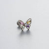 Titanium Steel Women's Fairy Style Screw Ear Nail With Zircon Butterfly And Love Flower Design