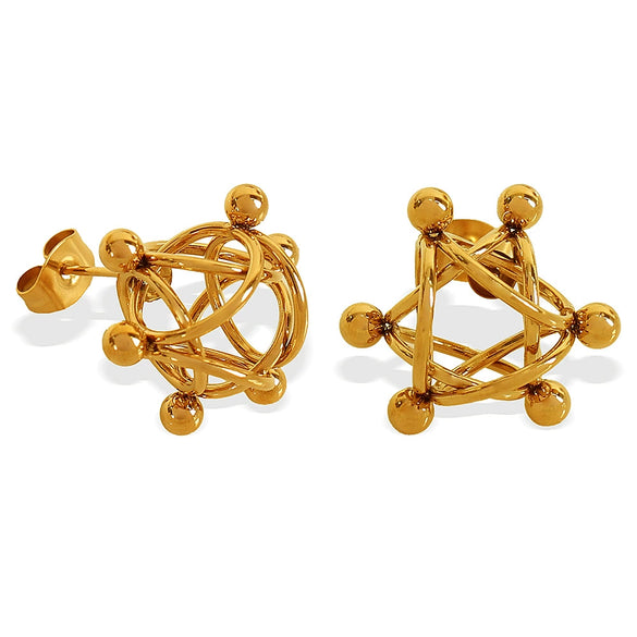 316L Stainless Steel Women's Fashion Geometric Hollow Ball Welding Electroplated Earrings