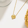 Titanium Steel Women's Fashion Versatile Laser Fourleaf Flower Set With Necklace Bracelet Earrings And Electroplating