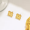 Titanium Steel Women's Fashion Versatile Laser Fourleaf Flower Set With Necklace Bracelet Earrings And Electroplating