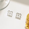 Titanium Steel Women's Fashion Versatile Laser Fourleaf Flower Set With Necklace Bracelet Earrings And Electroplating