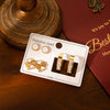 Titanium Steel Women's Fashionable Four Leaf Clover And Circle Zircon Earrings Set Simple Style With Electroplating