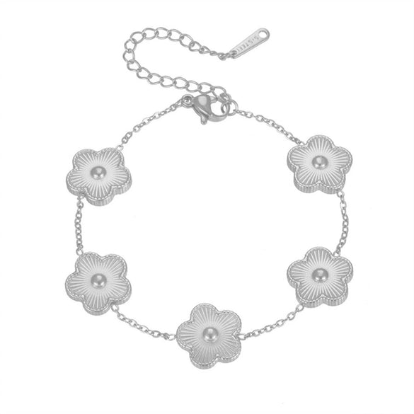 Titanium Steel Women's Five Leaf Clover Jewelry Set With Necklace Earrings And Bracelet