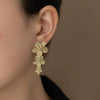 Titanium Steel Women's Flower Pendant Earrings Electroplated Simple Design