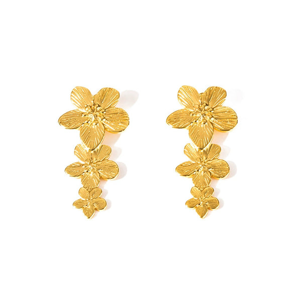 Titanium Steel Women's Flower Pendant Earrings Electroplated Simple Design