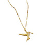 Titanium Steel Women's Flying Bird Woodpecker Microinlaid Real Gold Geometric Necklace With Diamond Design