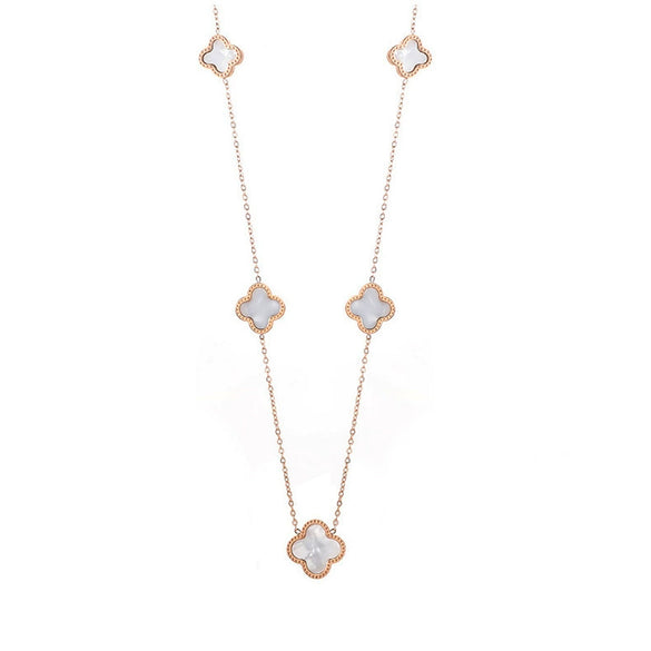Titanium Steel Women's Fourleaf Clover Flower Pattern Electroplated Necklace