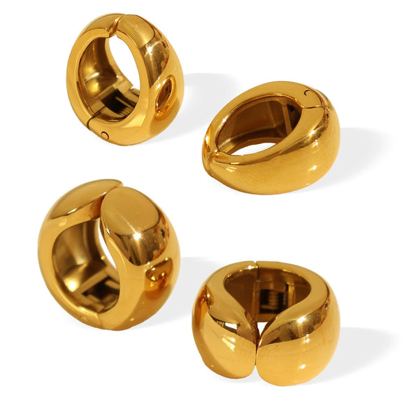 316L Stainless Steel Women's Geometric Arc Earring Ear Clip 18K Gold Plated