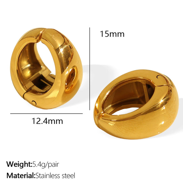 316L Stainless Steel Women's Geometric Arc Earring Ear Clip 18K Gold Plated
