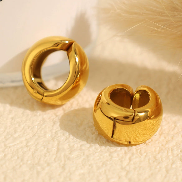 316L Stainless Steel Women's Geometric Arc Earring Ear Clip 18K Gold Plated
