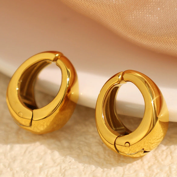 316L Stainless Steel Women's Geometric Arc Earring Ear Clip 18K Gold Plated