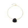 Titanium Steel Women's Geometric Black Onyx Inlaid Pendant Necklace With Electroplating Treatment