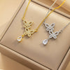 Titanium Steel Women's Geometric Butterfly Zircon Necklace With Diamond Design