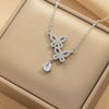 Titanium Steel Women's Geometric Butterfly Zircon Necklace With Diamond Design