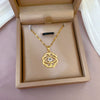 Titanium Steel Women's Geometric Diamond Microinlaid Devil's Eye Necklace Copper Plated Gold Pendant