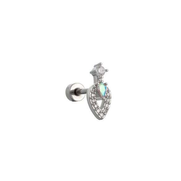 Titanium Steel Women's Geometric Flower Inlaid Zircon Fivepointed Star Pendant Earrings