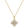 Titanium Steel Women's Geometric Four Leaf Flower Zircon Earrings Necklace Set With Electroplating