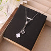 Titanium Steel Women's Geometric Fourleaf Clover Pendant Necklace With Diamondplated Goldplated Tassel And Copper Pendant