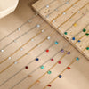 Titanium Steel Women's Geometric Inlaid Colorful Zircon Multilayer Stacked Fashion Necklace 18K Gold Plated