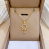 Titanium Steel Women's Geometric Light Luxury Full Diamond Water Drops Earrings Necklace Set With Electroplating