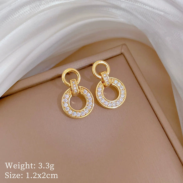 Titanium Steel Women's Geometric Light Luxury Jewelry Set With Electroplating Necklace Earrings Ring Chain