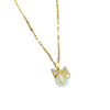 Titanium Steel Women's Geometric Mermaid Butterfly Microinlaid Real Gold Necklace With Diamond Design