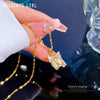 Titanium Steel Women's Geometric Mermaid Butterfly Microinlaid Real Gold Necklace With Diamond Design