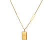 Titanium Steel Women's Geometric Mixed Gemstone Setting Electroplated Gold Brick Necklace Cross Chain