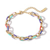 Titanium Steel Women's Geometric Oil Dropping Cuban Chain Bracelet With Electroplating