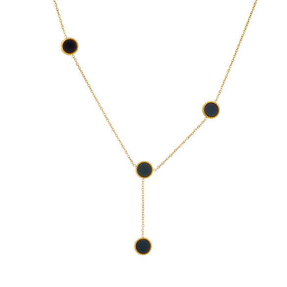 Titanium Steel Women's Geometric Round Square Tassel Necklace