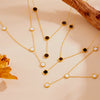 Titanium Steel Women's Geometric Round Square Tassel Necklace