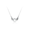 Titanium Steel Women's Geometric Style Little Angel Pendant Necklace With Mixed Gemstone Inlay And O Chain Electroplating Design