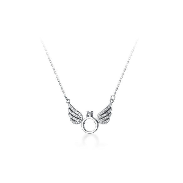 Titanium Steel Women's Geometric Style Little Angel Pendant Necklace With Mixed Gemstone Inlay And O Chain Electroplating Design