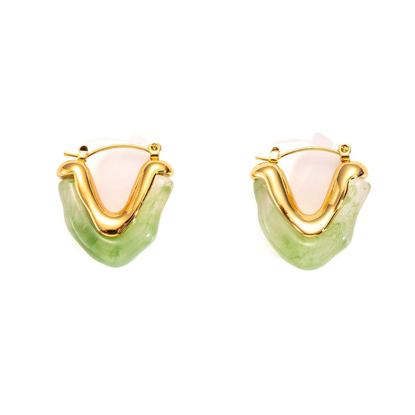 Titanium Steel Women's Geometric Ushaped Electroplated Acrylic Earrings
