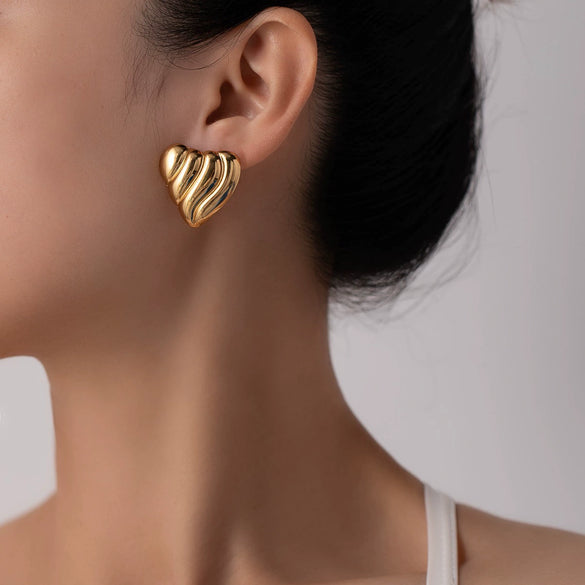 Titanium Steel Women's Heart Shape Electroplated Earrings Simple Allmatch Light Luxury Style